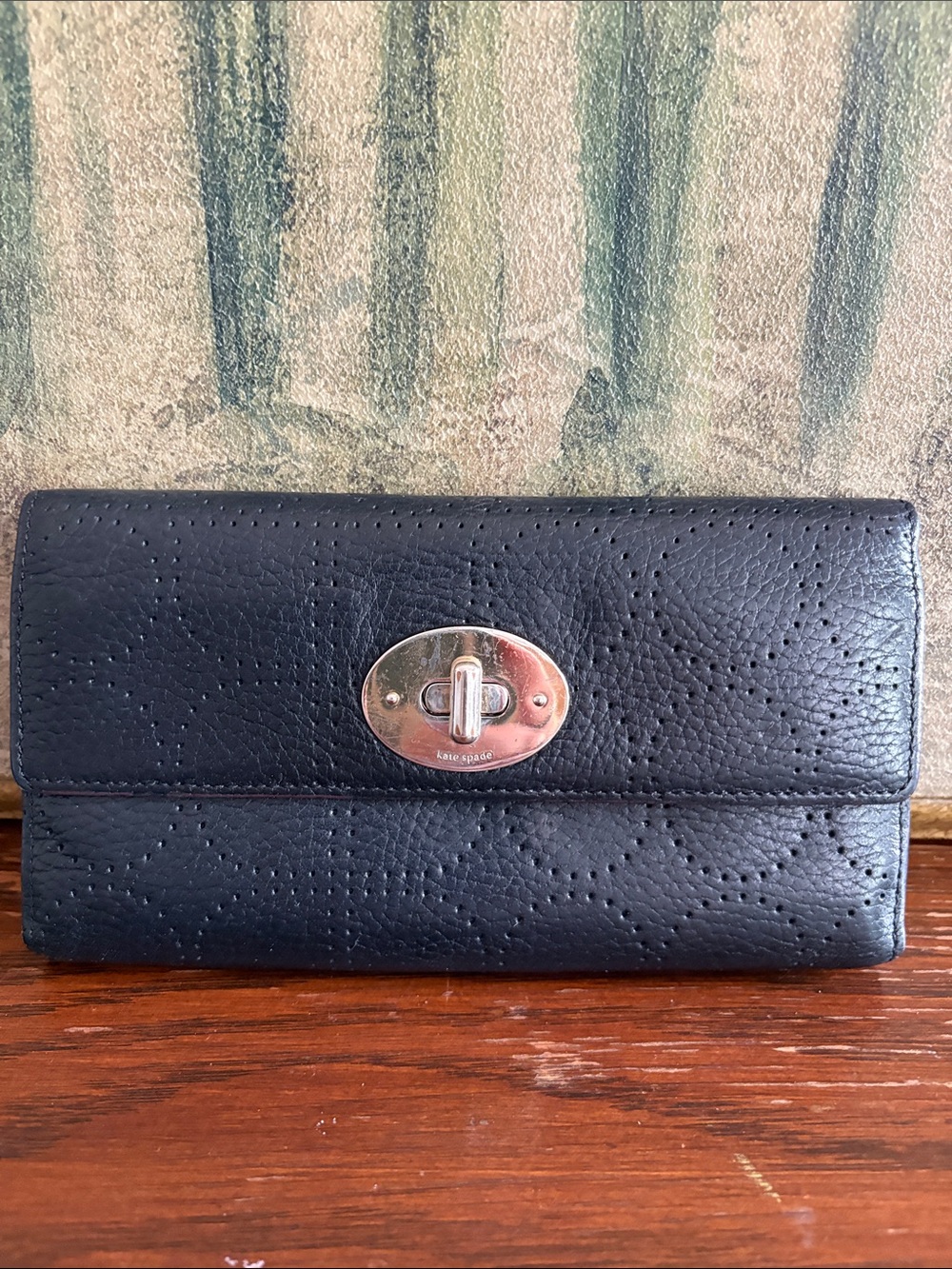 KATE SPADE Perforated Leather Turn-Lock Continental Wallet
